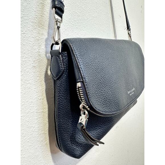 KATE SPADE NY Navy Polly LG Convertible Flap Zip Up Multi Pocket Crossbody Bag - Picture 2 of 14